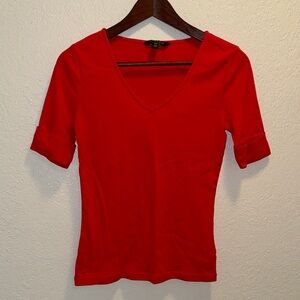 Lauren Ralph Lauren Red Short Sleeve V-Neck Top